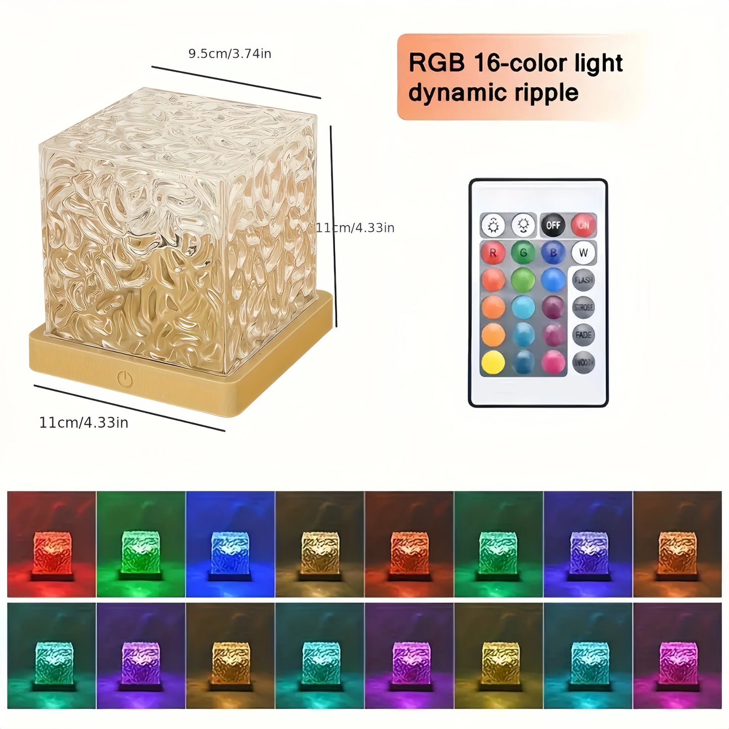 Ocean Wave Aurora Projektorlampa USB Fjärrkontroll RGB Vattenripple 16 Färger Nattlampa Hemmakontor Bar Vardagsrum Stämningsbelysning