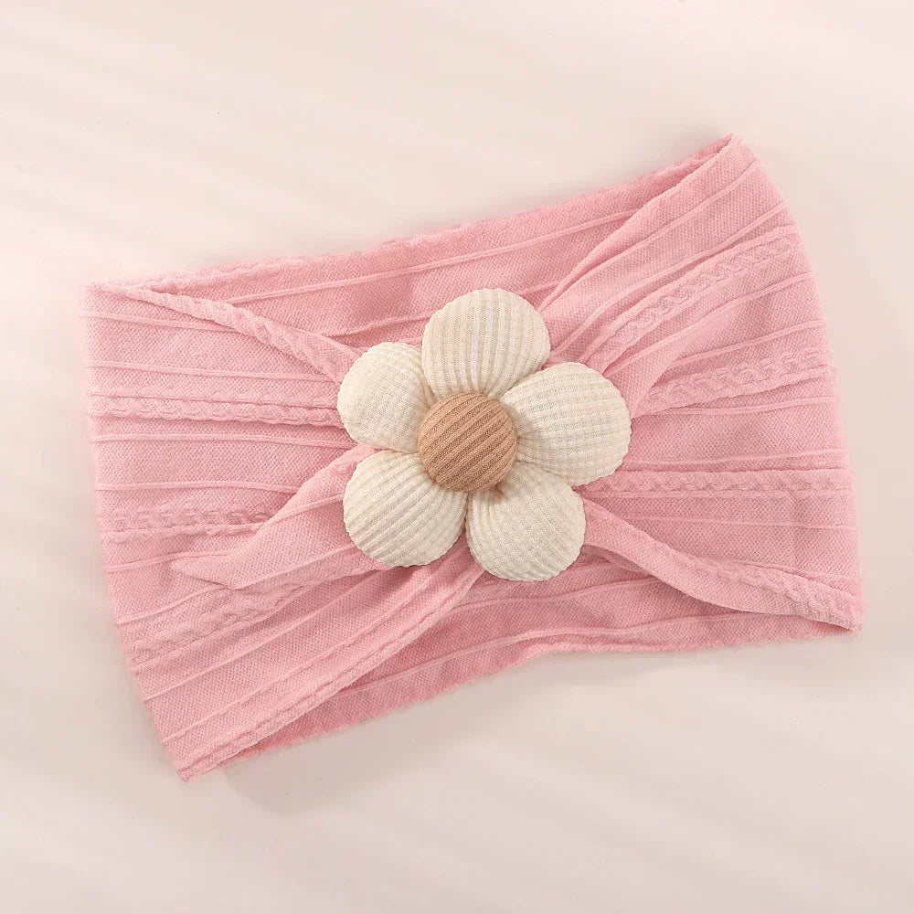 1 st baby nylon huvudduk astique lämplig nyfödd flicka blomma handgjort pannband elastiskt hårband turban småbarn håraccessoarer