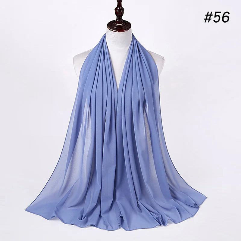 Muslimsk chiffong hijab kvinnor bubbelchiffong halsduk för kvinnor damer slöja muslimsk islam enfärgad malaysisk muslimsk wrap halsdukar