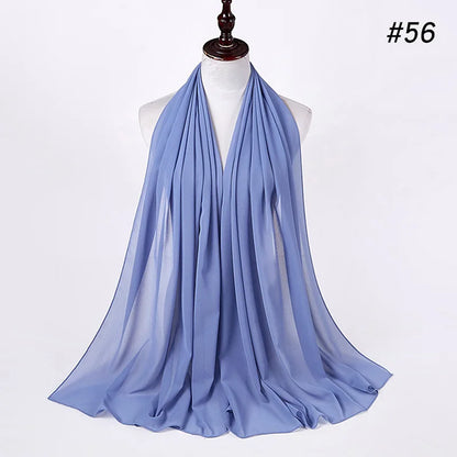 Muslimsk chiffong hijab kvinnor bubbelchiffong halsduk för kvinnor damer slöja muslimsk islam enfärgad malaysisk muslimsk wrap halsdukar
