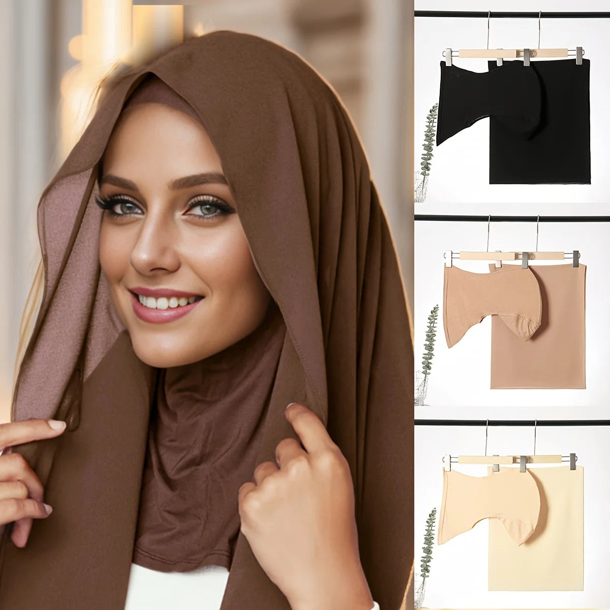 Elegant elastisk direkt hijab enfärgad chiffong hijab-set för kvinnor, modalpullover, bandana, tunn, andningsbar, mjuk och mysig halsduk