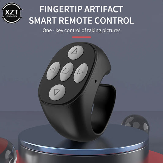 Trådlös Bluetooth-fingertoppsselfiekontroll TikTok kort videosida, bläddrande surfningsenhet mobiltelefon fjärrkontroll ring