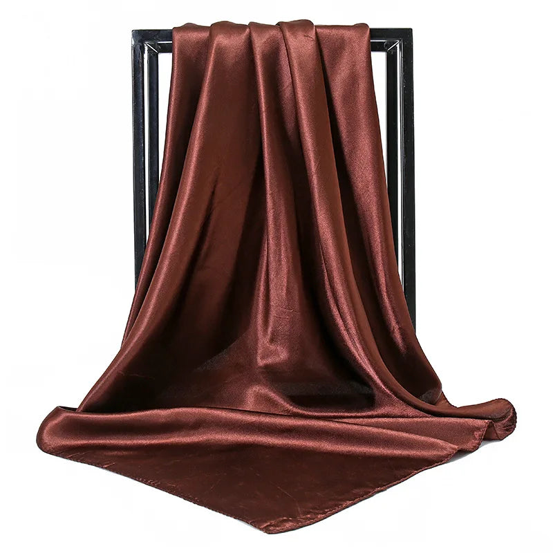 Mode 90*90cm Enfärgad Fyrkantig Halsduk Konst Imiterad Sidensjal Elegant Blommig Huvud Hals Hårband Dam Dam Flickor Halsduk