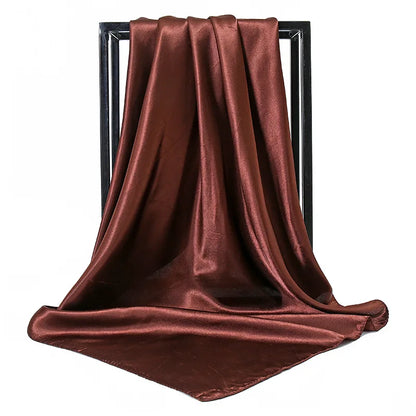 Mode 90*90cm Enfärgad Fyrkantig Halsduk Konst Imiterad Sidensjal Elegant Blommig Huvud Hals Hårband Dam Dam Flickor Halsduk