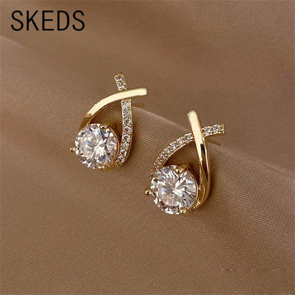 SKEDS Mode Kors Örhängen För Kvinnor Flickor Koreansk Stil Eleganta Kristallsmycken Örhängen Fishtail Lady Örhängen Gåva