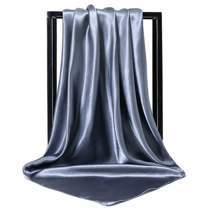 Mode 90*90cm Enfärgad Fyrkantig Halsduk Konst Imiterad Sidensjal Elegant Blommig Huvud Hals Hårband Dam Dam Flickor Halsduk