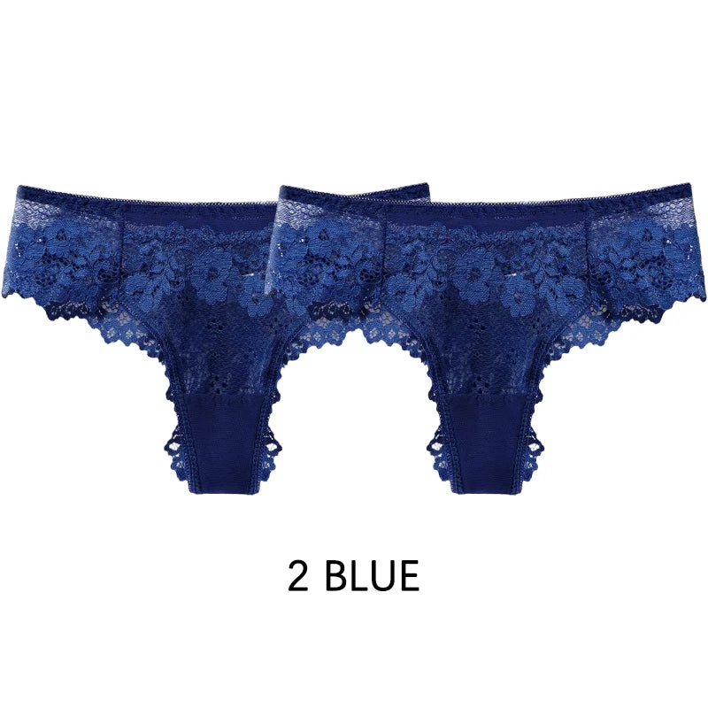 Meet’r Dam 2 st. trosor Sexiga frestelse spetsunderkläder G-stringtrosor Intima trosor Thongs Damtrosor med låg midja och T-rygg