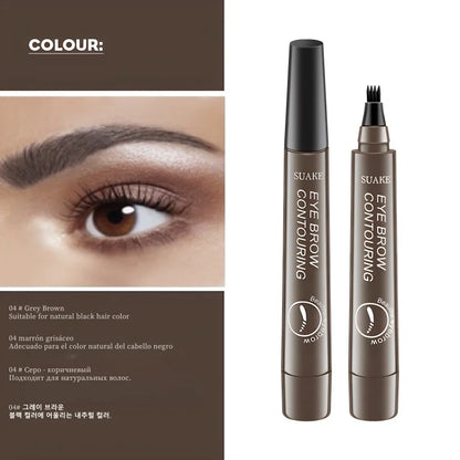 4D Microblading Ögonbrynspenna med 4 gafflar Ögonbrynstatueringspenna Långvarig Fin Skiss Flytande Ögonbrynsmakeup