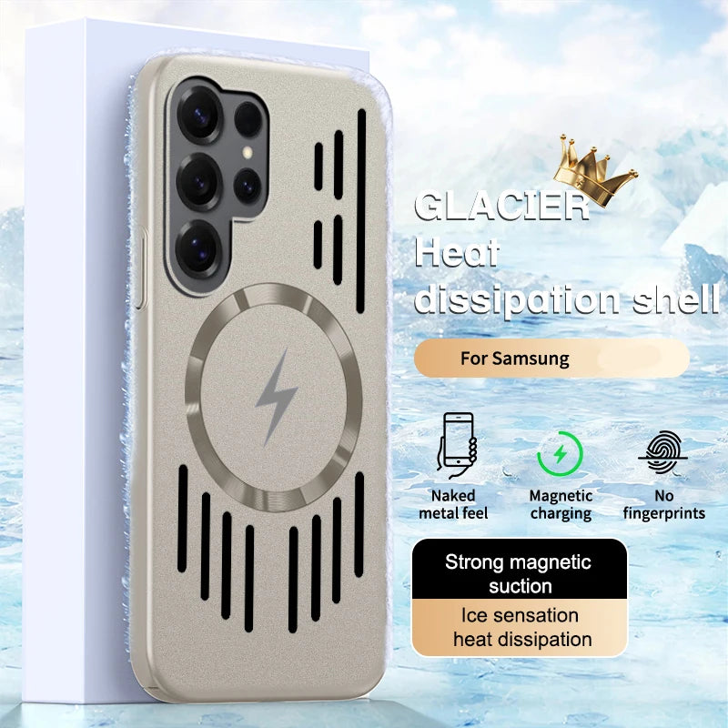 För Magsafe Magnetisk Trådlös Laddning Ultratunt Värmeavledande Telefonskal För Samsung S25 Ultra Edge S23 S22 S24 Ultra Plus