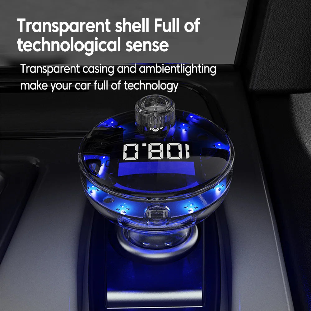 Bluetooth 5.3 FM-sändare USB Typ-C Dubbel billaddare Handsfree-samtal MP3-spelare Omgivningsljus Universell för Bil Lastbil SUV