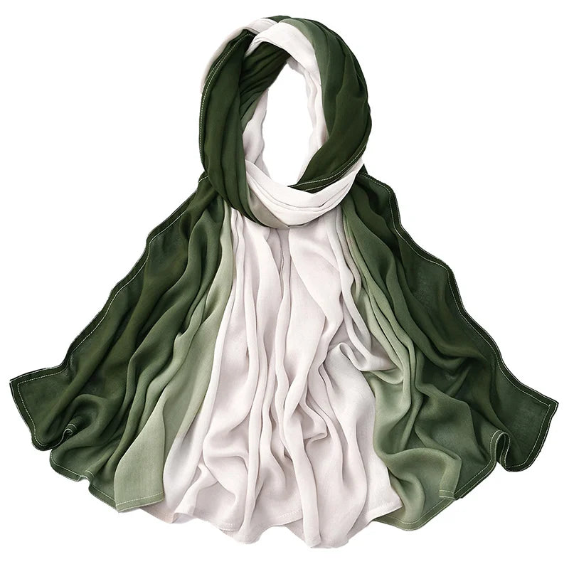 Gradient Rayon Modal Hijabs Bomull Hijab Halsduk för Kvinnor Stora Storlekar Långa Sjalar Muslimsk Huvudduk Islamiska Huvudband 180*85cm
