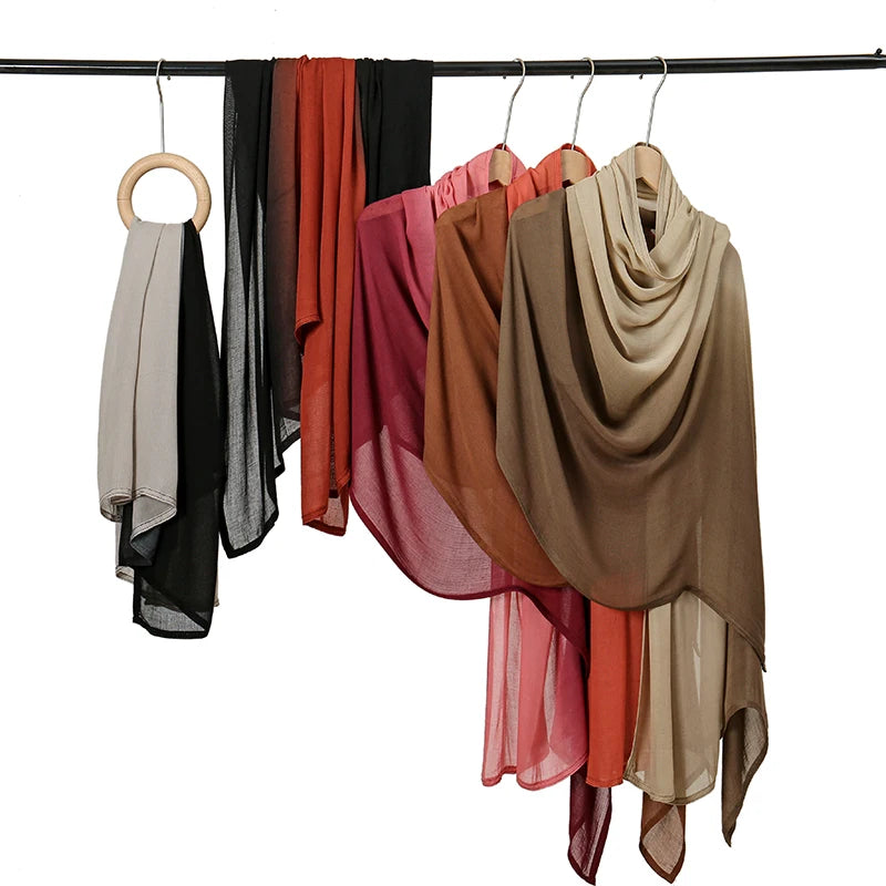 Gradient Rayon Modal Hijabs Bomull Hijab Halsduk för Kvinnor Stora Storlekar Långa Sjalar Muslimsk Huvudduk Islamiska Huvudband 180*85cm
