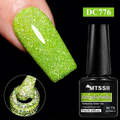 7ml Champagne Guld Silver Reflekterande Nagelgellack Glittrande Skinande Glitter Rosa Röd Nageltillbehör Semi-permanent Gellack
