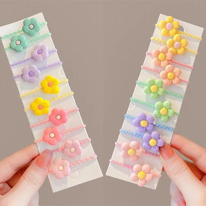 1 set barn söta tecknade blommor frukt gummiband hårnålar flickor fina hårspännen barn hårband håraccessoarer present