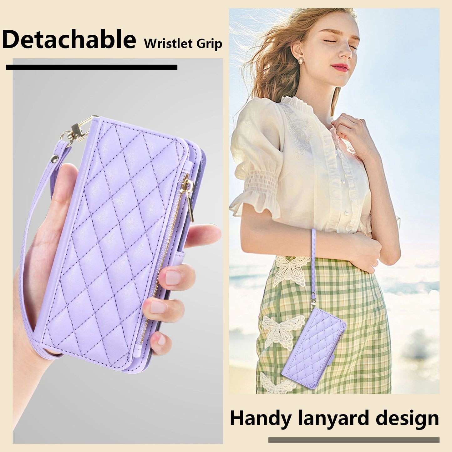 Plånbok Liten Doft Dragkedja Kortfack Magnetiskt Flip Läderfodral för Samsung Galaxy A07 A15 A16 A17 A34 A35 A36 A53 A54 A55 A56