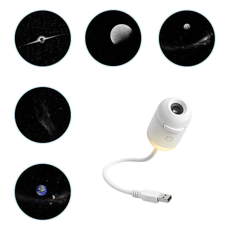 Mini Starry Sky Projektorlampa USB Bärbar Galax Nattlampa För Sovrum Sömn Atmosfär Dekor Gåva