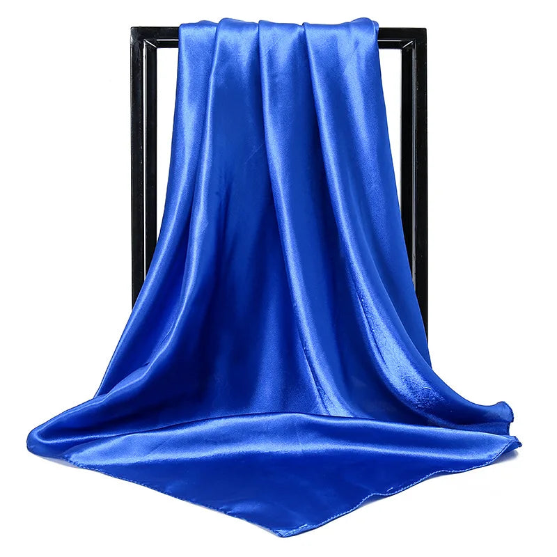 Mode 90*90cm Enfärgad Fyrkantig Halsduk Konst Imiterad Sidensjal Elegant Blommig Huvud Hals Hårband Dam Dam Flickor Halsduk