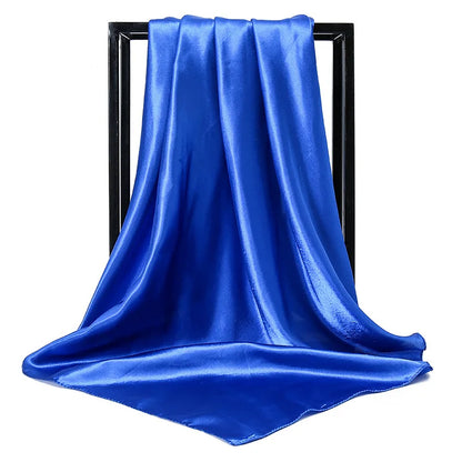 Mode 90*90cm Enfärgad Fyrkantig Halsduk Konst Imiterad Sidensjal Elegant Blommig Huvud Hals Hårband Dam Dam Flickor Halsduk