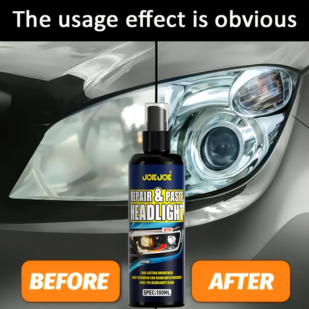 100 ml strålkastarrestaureringsspray för bilar - Effektiv reparation och polering, långvarig klarhet, perfekt för bilbelysning