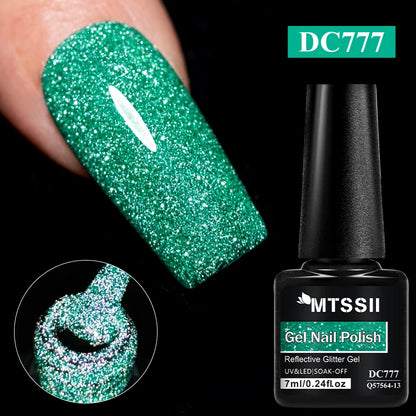 7ml Champagne Guld Silver Reflekterande Nagelgellack Glittrande Skinande Glitter Rosa Röd Nageltillbehör Semi-permanent Gellack