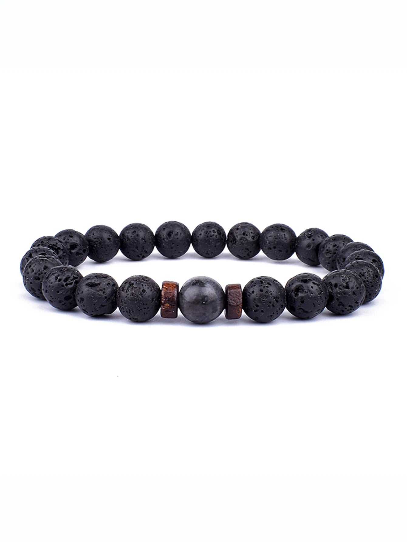 8mm lavaarmband för män vulkaniska stenar träpärlor armband tibetansk buddha handledskedja kvinnor män smycken gåva nya armband
