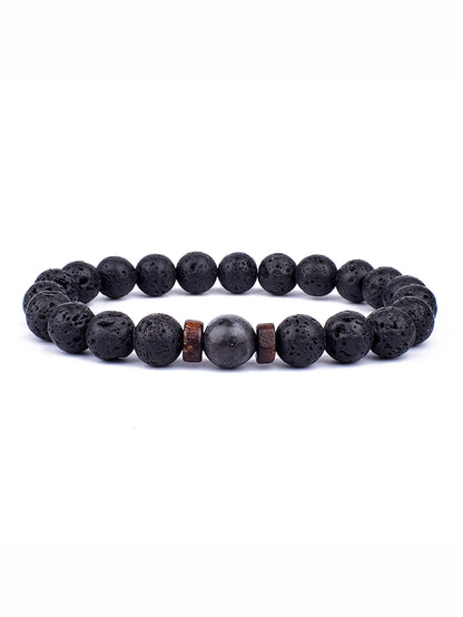 8mm lavaarmband för män vulkaniska stenar träpärlor armband tibetansk buddha handledskedja kvinnor män smycken gåva nya armband
