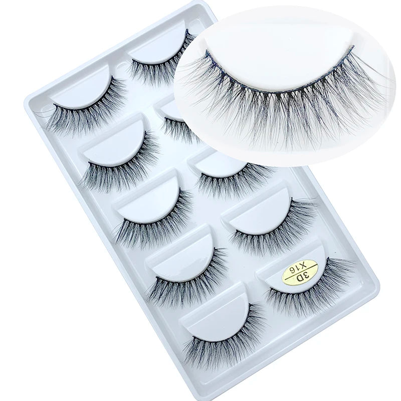 LTWEGO 5 par ögonfransar naturliga långa 3D minkfransar fluffiga volym mink lösögonfransar djurfria slingor makeup cilios
