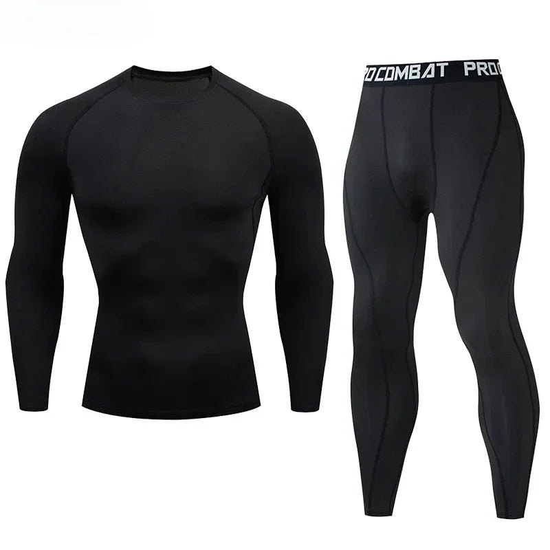 2 st. herr kompressions sportkläder elastiska träningsset yoga träningskläder jogging fitnesskläder träningsoverall byxor sport