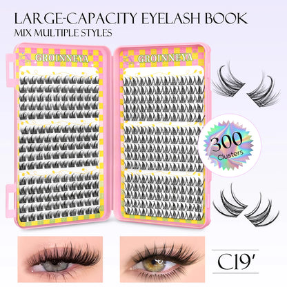 GROINNEYA Ögonfransar Kluster 320 st Naturlig Ögonfransförlängning Klusterfransar Volym Blandade Tray Lashes Kluster Naturliga Fransar