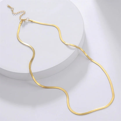 Skyrim Ormkedja Halsband Herr Kvinnor Rostfritt Stål 2/3/4/5mm Bred Platt Fiskbensmönster Halskedjor Trendig Hiphop Smycken Present Het