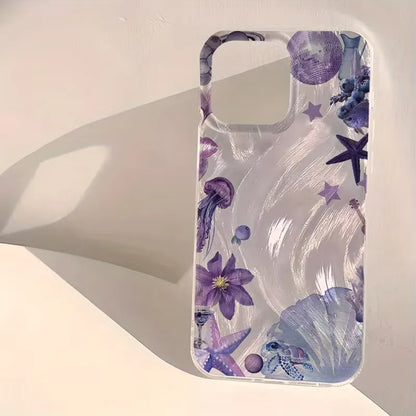 Glansigt färgglatt skal med sommarmönster och havsmönster för iPhone 17 Pro 16 15 14 Plus 13 12 11 Pro Max 16E 17Air XR XS Max-fodral