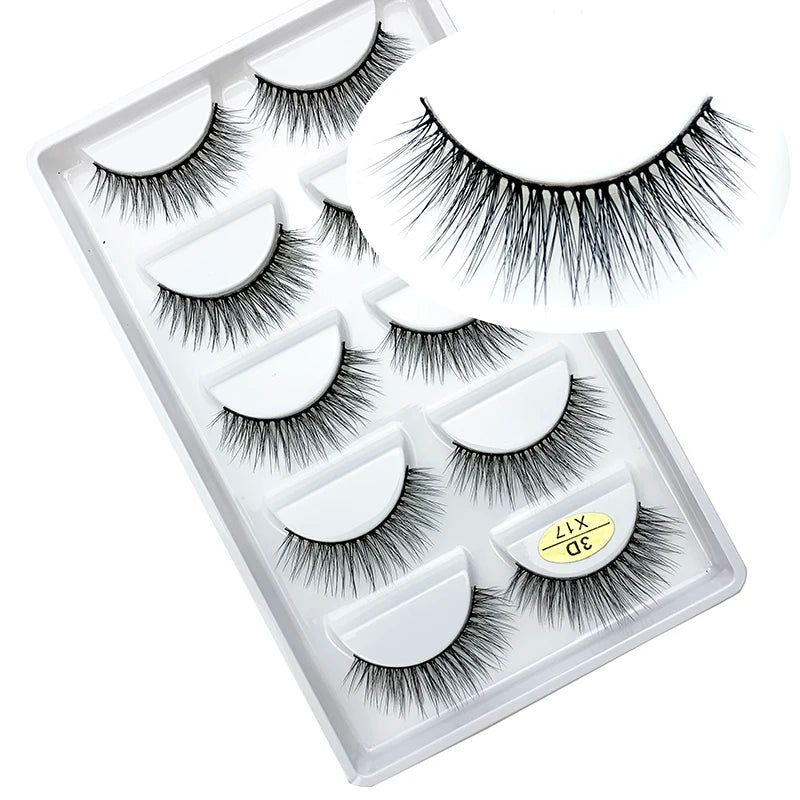 LTWEGO 5 par ögonfransar naturliga långa 3D minkfransar fluffiga volym mink lösögonfransar djurfria slingor makeup cilios