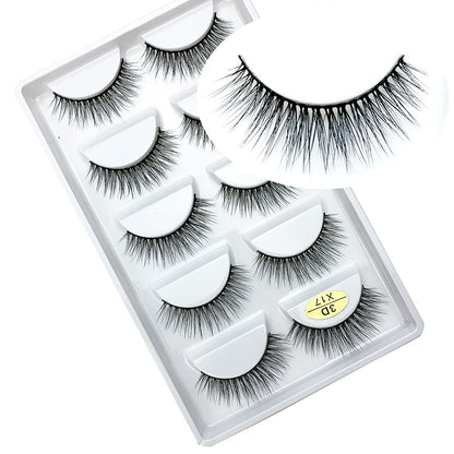 LTWEGO 5 par ögonfransar naturliga långa 3D minkfransar fluffiga volym mink lösögonfransar djurfria slingor makeup cilios
