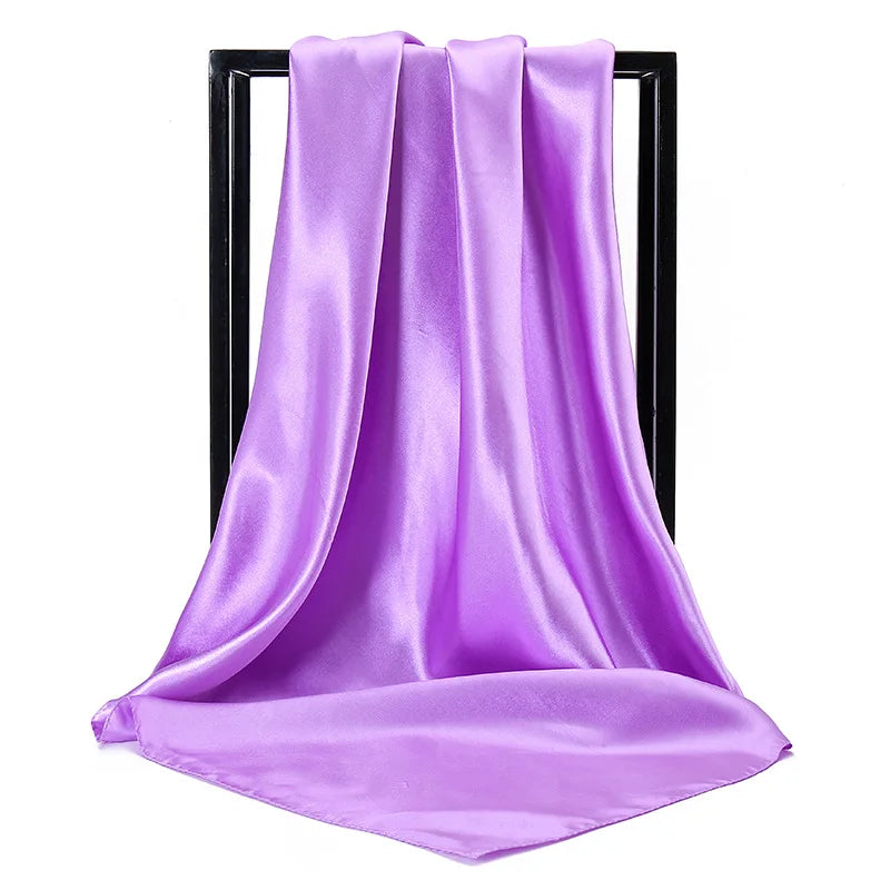 Mode 90*90cm Enfärgad Fyrkantig Halsduk Konst Imiterad Sidensjal Elegant Blommig Huvud Hals Hårband Dam Dam Flickor Halsduk