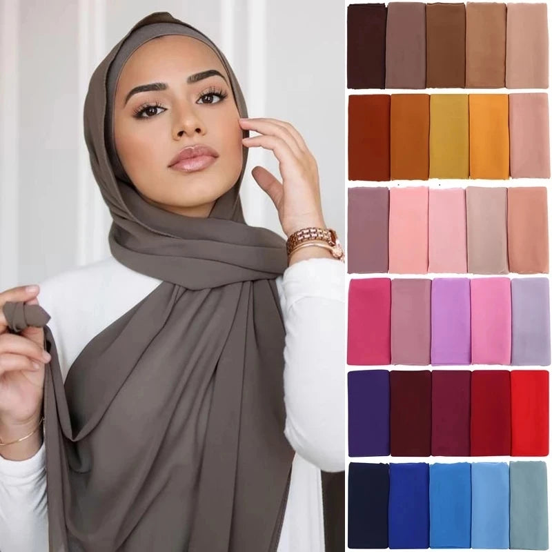 Ramadan Islamisk Instant Bubble Chiffong Sjal Halsduk Dam Huvudbonad Kvinnor Hijabs Halsdukar Bufandas Muslimsk Slöja Hijab Snood 180*70cm