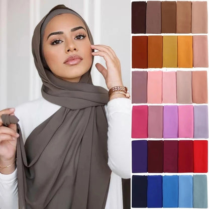 Ramadan Islamisk Instant Bubble Chiffong Sjal Halsduk Dam Huvudbonad Kvinnor Hijabs Halsdukar Bufandas Muslimsk Slöja Hijab Snood 180*70cm