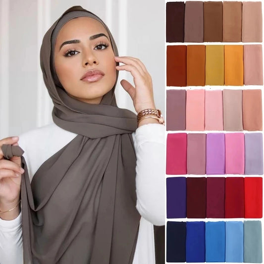Ramadan Islamisk Instant Bubble Chiffong Sjal Halsduk Dam Huvudbonad Kvinnor Hijabs Halsdukar Bufandas Muslimsk Slöja Hijab Snood 180*70cm
