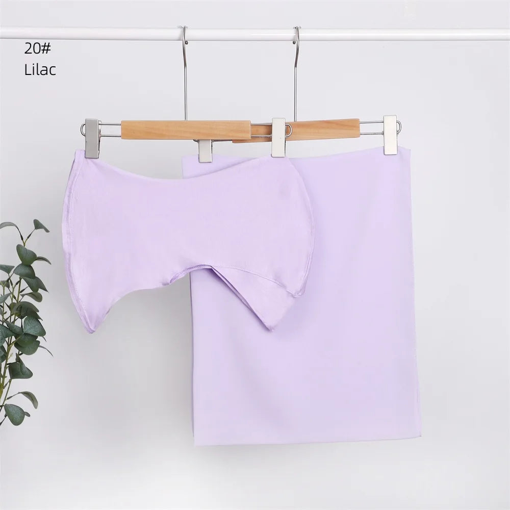 Elegant elastisk direkt hijab enfärgad chiffong hijab-set för kvinnor, modalpullover, bandana, tunn, andningsbar, mjuk och mysig halsduk