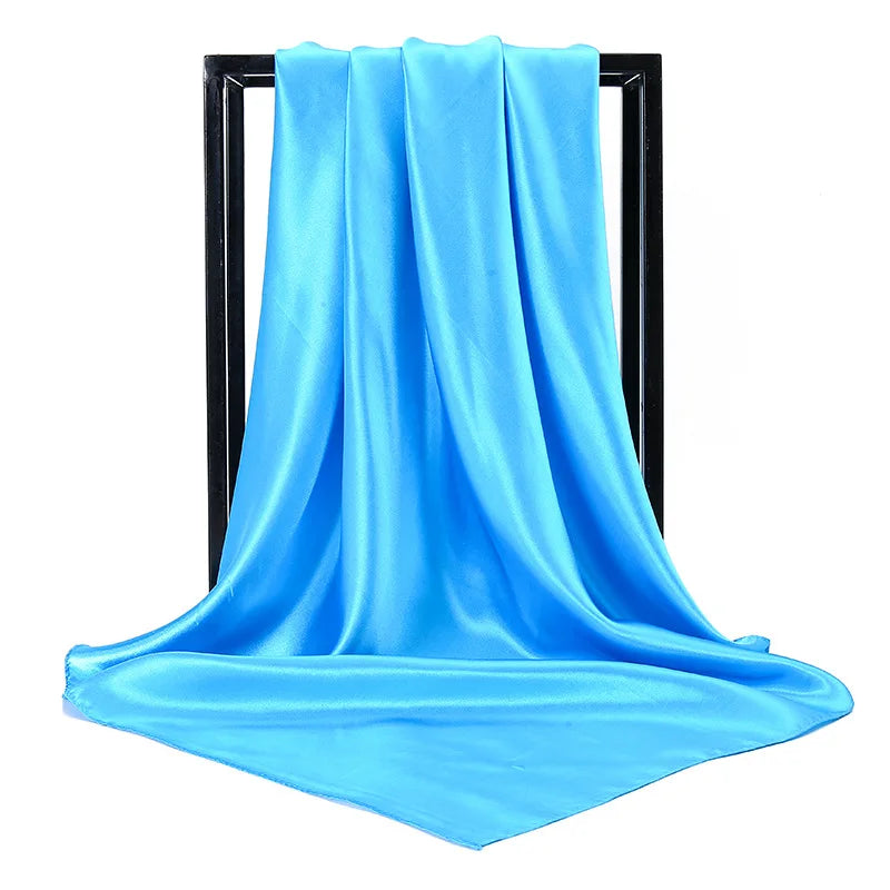Mode 90*90cm Enfärgad Fyrkantig Halsduk Konst Imiterad Sidensjal Elegant Blommig Huvud Hals Hårband Dam Dam Flickor Halsduk
