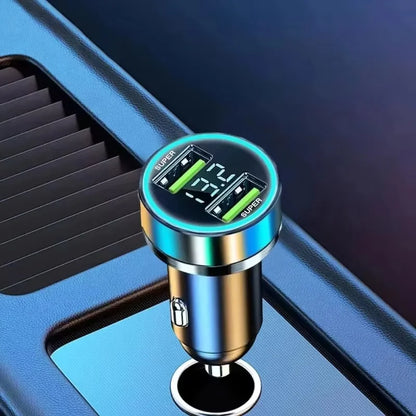 240W Billaddare Snabbladdning 2 USB-portar Adapter för iPhone Samsung Xiaomi Snabbladdningsladdare med Digital Display