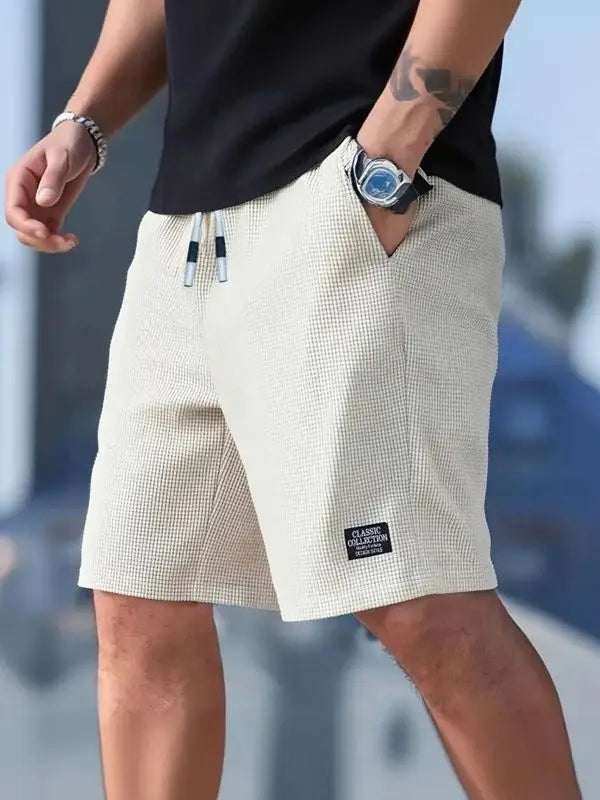 Herrshorts, Herrfritidsbyxor, Herrstrandshorts, Herrsportshorts, Nytt mode med texturerat tyg, Andningsbara byxor, Lämpliga för både vardagskläder och sport