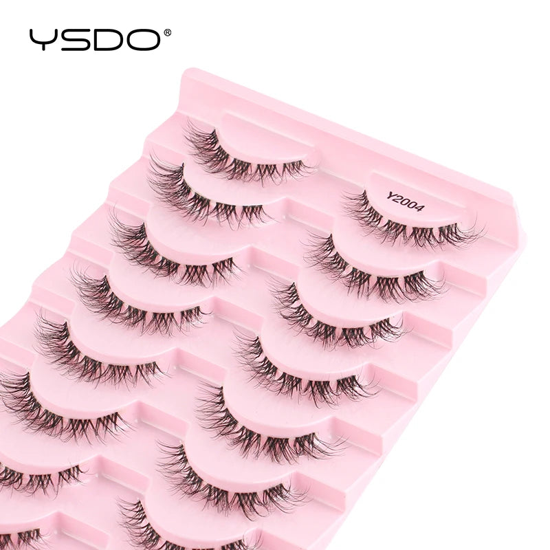 YSDO Halvögonfransar 3/10 par Naturliga Hela Lösögonfransar 3D-Fransar Kattögonfransar Lösögonfransförlängning Faux Cils Makeupverktyg