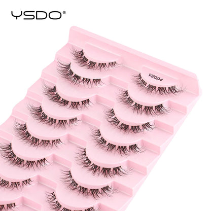 YSDO Halvögonfransar 3/10 par Naturliga Hela Lösögonfransar 3D-Fransar Kattögonfransar Lösögonfransförlängning Faux Cils Makeupverktyg