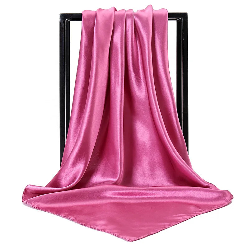 Mode 90*90cm Enfärgad Fyrkantig Halsduk Konst Imiterad Sidensjal Elegant Blommig Huvud Hals Hårband Dam Dam Flickor Halsduk