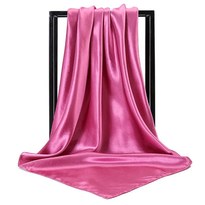 Mode 90*90cm Enfärgad Fyrkantig Halsduk Konst Imiterad Sidensjal Elegant Blommig Huvud Hals Hårband Dam Dam Flickor Halsduk