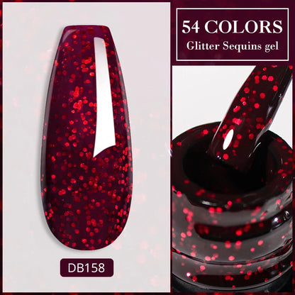 7ml Champagne Guld Silver Reflekterande Nagelgellack Glittrande Skinande Glitter Rosa Röd Nageltillbehör Semi-permanent Gellack