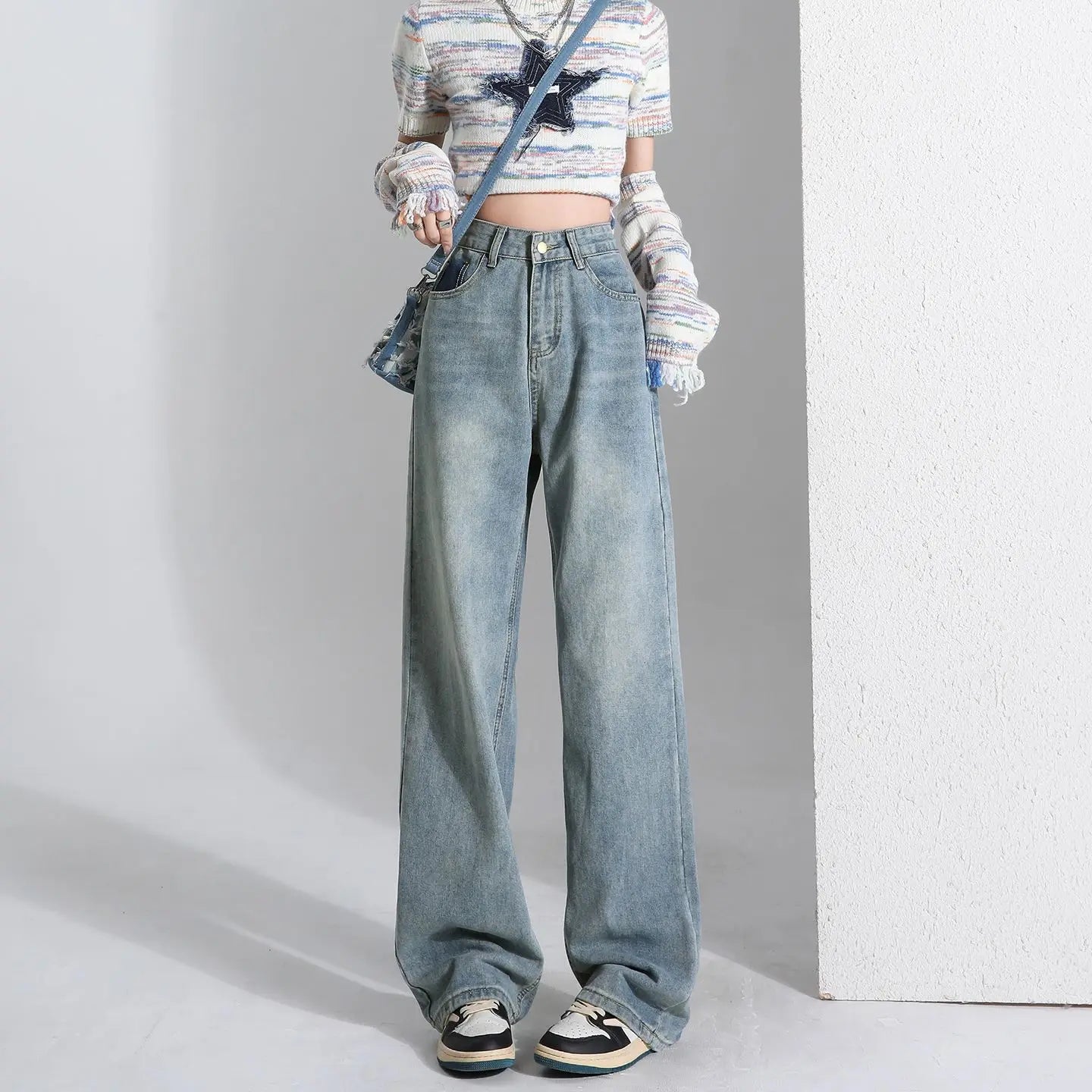 Baggy Jeans Dam Vida Ben Denimbyxor Y2K Estetiska Streetwear Lös Passform Retro Dammode Trendiga Casual Outfits Jeans