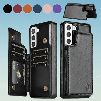 Plånbok RFID-blockerande lager skyddande stöldskyddande magnetiskt läderfodral för Samsung Galaxy A15 A16 A17 A26 A35 A36 A53 A54 A55 A56