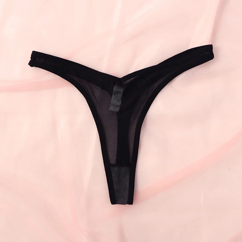 Sömlösa stringtrosor för kvinnor, små tangas, sexiga stringtrosor, genomskinliga nätsträngar, mjuka T-back-underkläder, Tangalar T-trosor