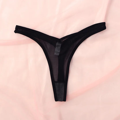 Sömlösa stringtrosor för kvinnor, små tangas, sexiga stringtrosor, genomskinliga nätsträngar, mjuka T-back-underkläder, Tangalar T-trosor